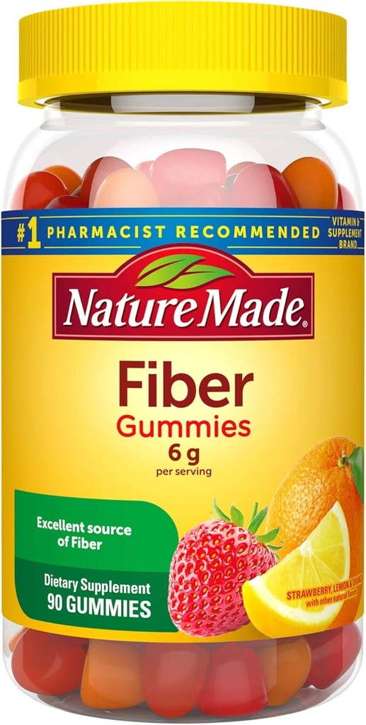 Nature Made Fiber 6 g, Digestive Health Support, 90 Fiber Gummies, 30 Day Supply