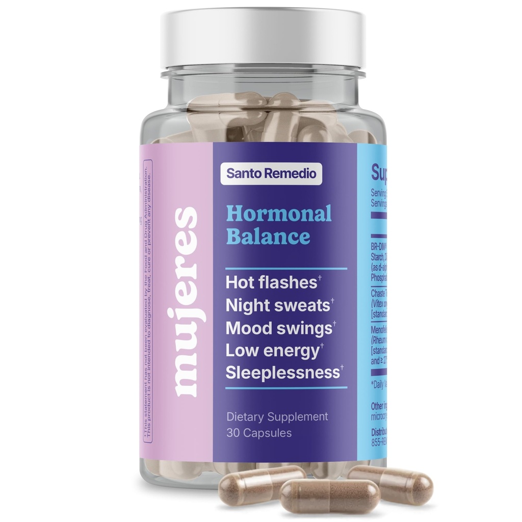 Santo Remedio Hormonal Denge, Diyetsel Tamam, Menopause Belirtileri için Yardım, Sıcak Flash'ları, Gece Terlerini ve Mood Swings, Klinik Olarak Proven Malzemeler, Hormon-Free, 30 Hizmet