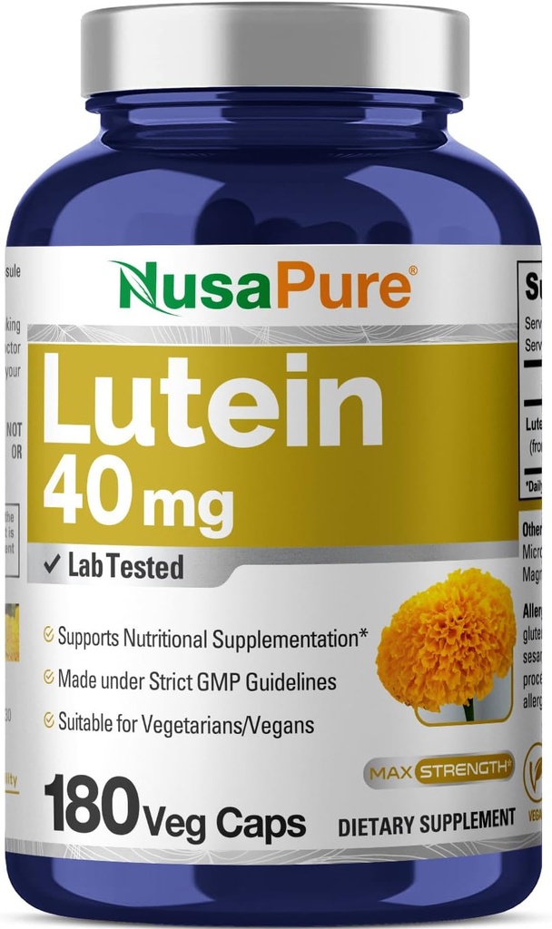 NusaPure Lutein 40mg 180 κάψουλες λαχανικών (Non-GMO, Vegan)