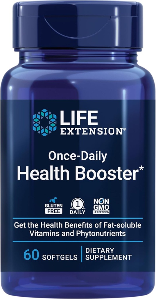 Life Extension Once-Daily Health Alert - Vitamins & Nutrients Supplement for Whole-Body Health - Vitamin K Kompleksi, Vitamin E, Saffron, Lutein ve More - Non-GMO, Gluten-Free - 60 Softgels