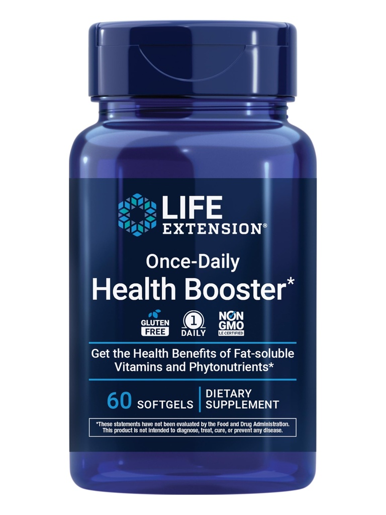 Life Extension Once-Daily Health Booster - Βιταμίνες & θρεπτικά συστατικά συμπλήρωμα για την υγεία ολόκληρου του σώματος - Βιταμίνη K Complex, βιταμίνη Ε, Saffron, Lutein και πολλά άλλα - Μη ΓΤΟ, Χωρίς γλουτένη - 60 Softgels