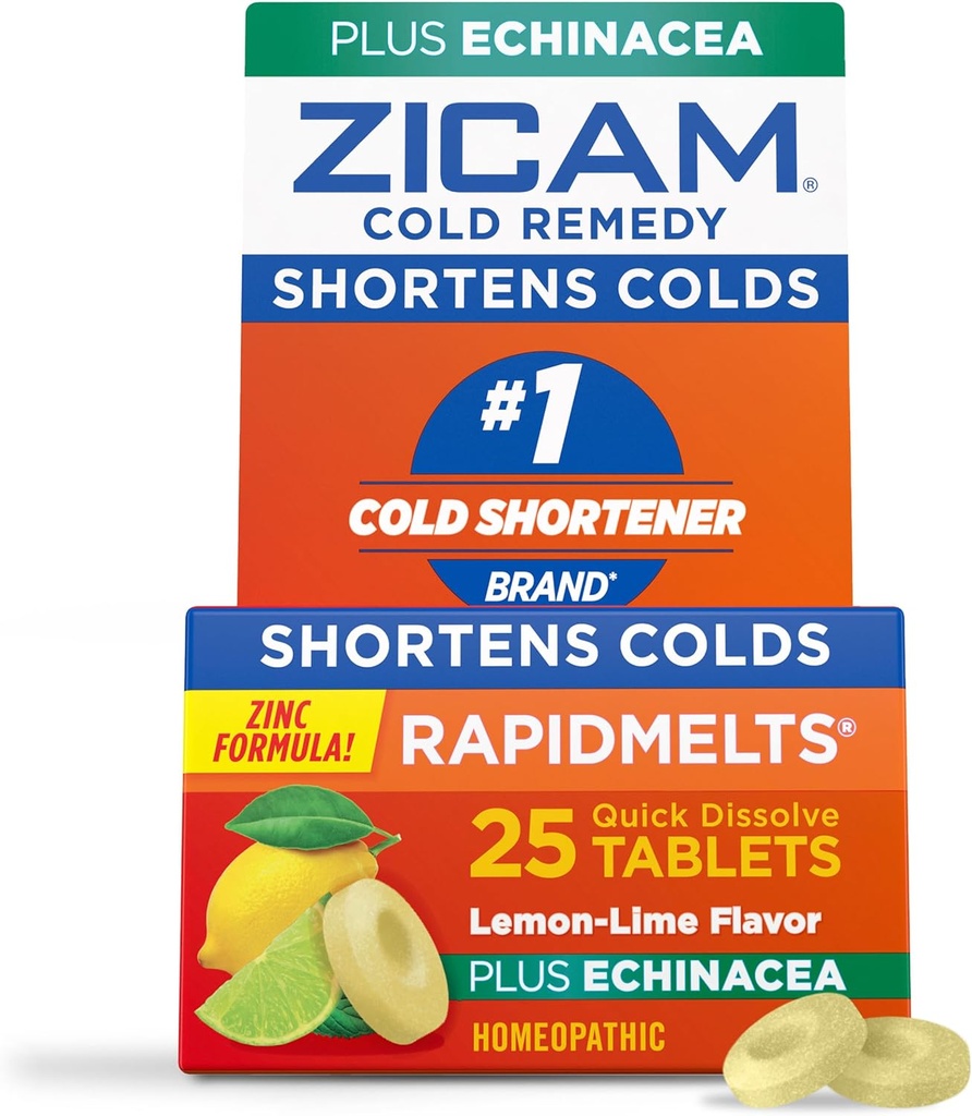 Zicam çinko Cold Remedy RapidMelts Quick-Dissolve Tabletleri Lemon-Lime Flavor ile Echinacea 25ct