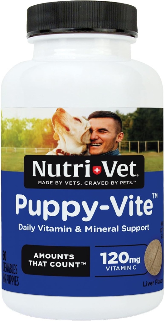 Puppy-Vite Chewables for Puppies, Vitamins & Minerals to Support Balanced Diyet, Great Source of Vitamin C, 60 Count Count
