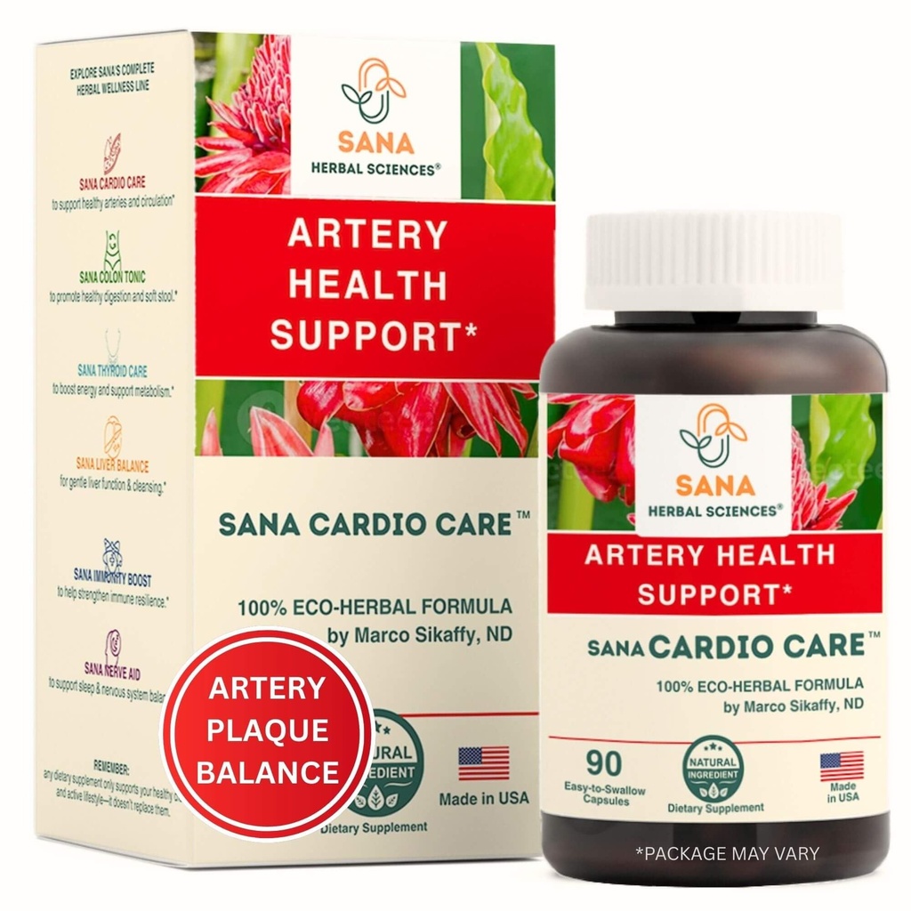 Artery Plaque Removal Formula | 4-Element All-Dolesterol ve Heart Rhythm | 90 Easy-to-Swallow Capsules | Sana Herbal