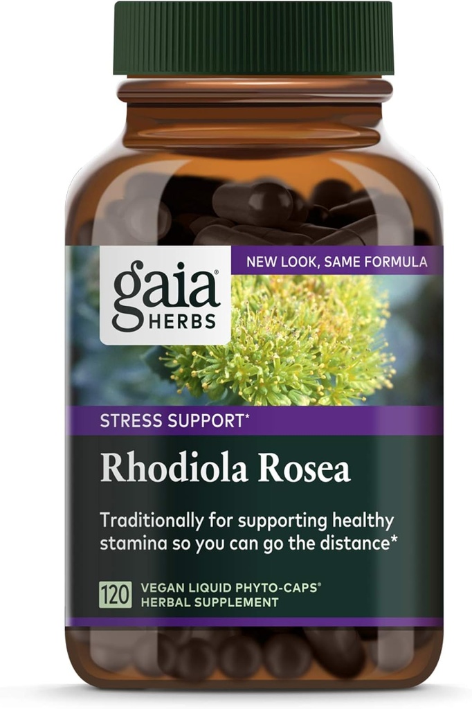 Gaia Herbs, Rhodiola Rosea Vegan Sıvı Phyto Capsules - Stres Desteği Tamam, Adaptojenik Herb, 120-Count (Pack of 1)