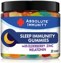 Mutlak Immunity- çinko ve Elderberry Sleep Gummies with Melatonin, 100% Drug Free Sleep Aid, Immune System Support, Yetişkinler ve Çocuklar 30ct