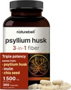 NatureBell Psyllium Husk Fiber Supplement, 1.500 mg Per Servis, 360 Capsules | Inulin & Chia Seed | Organik ► Fiber Digestive & Gut Health | Plant-Based, Non-GMO, Gluten-Free