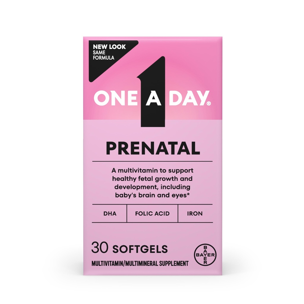 Bir Gün Prenatal Vitaminler- Folic Asit, Demir, Omega- 3 (DHA), Kadınlar için hamilelik Vitaminleri, Anne ve Bebek Desteği için Prenatal Multivitamin, Gebelik 30 Ct (Pazar Mayıs Vary)