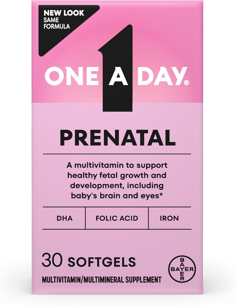 Bir Gün Prenatal Vitaminler- Folic Asit, Demir, Omega- 3 (DHA), Kadınlar için hamilelik Vitaminleri, Anne ve Bebek Desteği için Prenatal Multivitamin, Gebelik 30 Ct (Pazar Mayıs Vary)