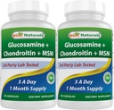 Best Naturals, Γλυκοσαμίνη Συμπληρώματα MSM χονδροϊτίνης, 2600 mg ανά υπηρεσία, 90 κάψουλες (90 Count (Pack of 2))