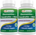 En İyi Doğallar, Glucosamine Chondroitin MSM Supplements, Hizmet başına 2600 mg, 90 Capsules (90 Count (Pack of 2))