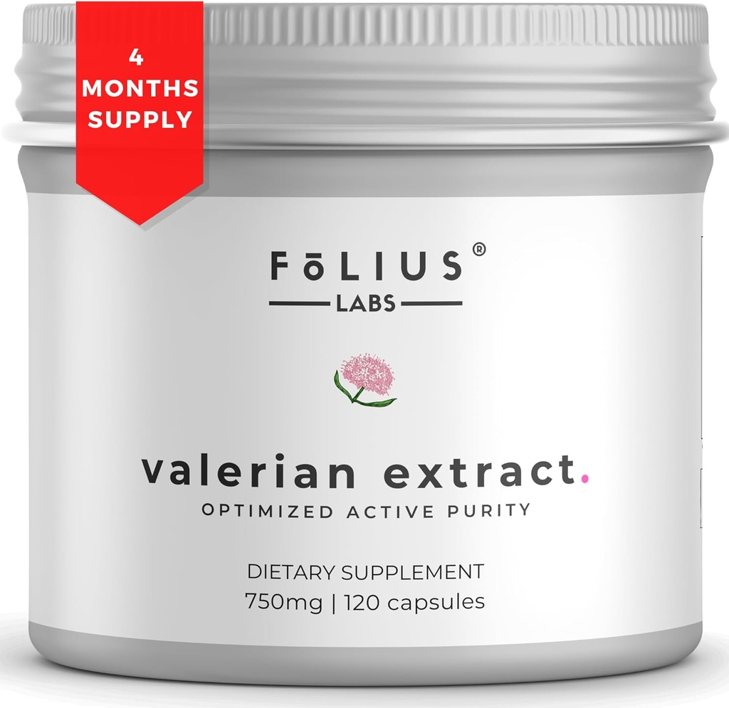 Valerian Root 4:1 Extract Capsules 750mg - Active Length - 4X Concentration Valerian Root Extract Supplement - Gluten Free, Non-GMO - Rahatlama - 120 Capsules