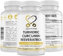 Turmeric Curcumin Resveratrol Beslenme Tamam, Antioksi Özellikler, İyi Inflammasyon ve Immune System, 120 Vegan Capsules