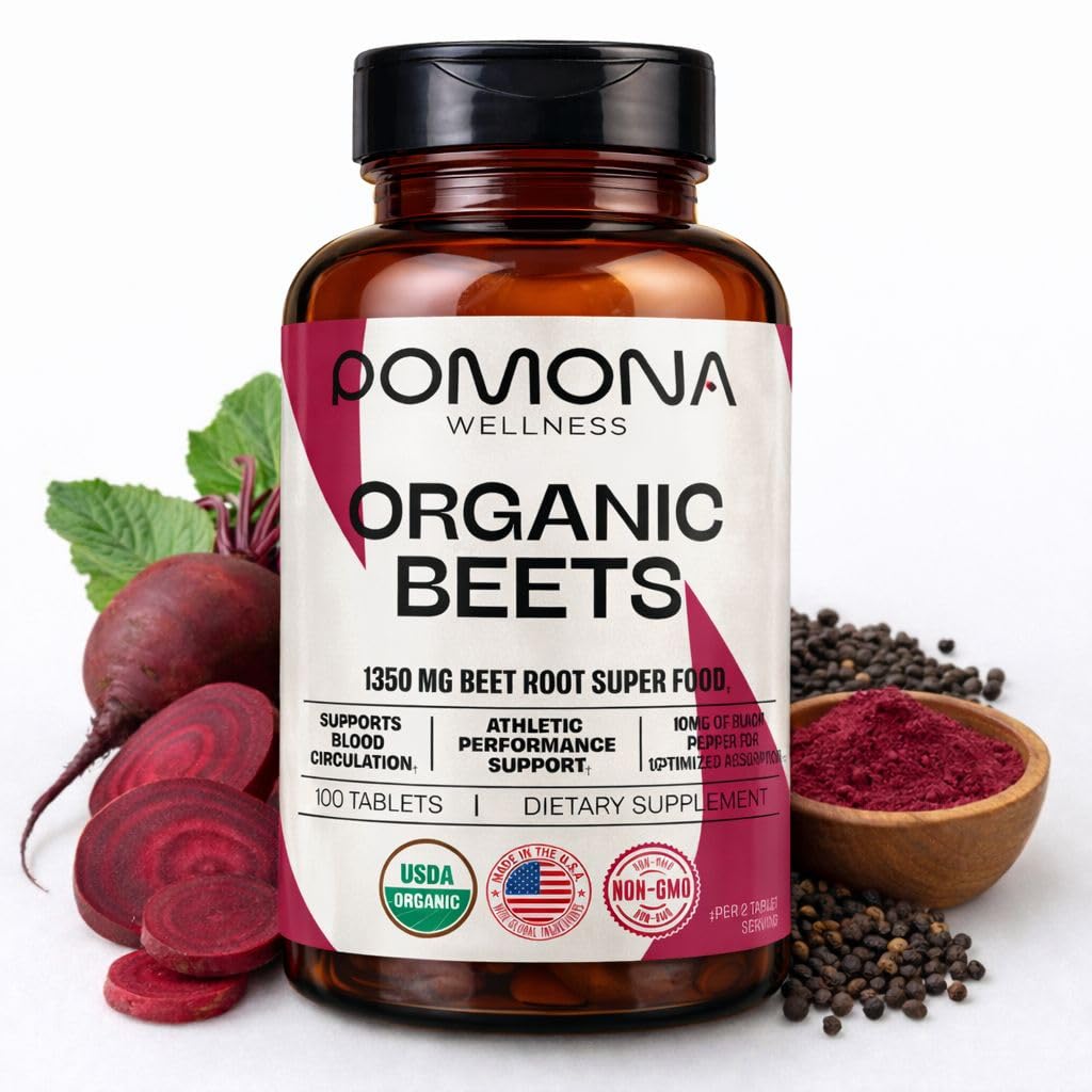 Pomona Wellness Arıtroot Supplement Toz 1350 mg, Destekler Kan basıncı, Kalp Sağlığı, Circulation, Energy & Athletic Performance, USDA Organic, Non-GMO, Vegan, 100 Tablet