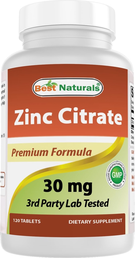 En İyi Doğallar Çinko 30 mg Supplements (as çinko Citrate) - Yetişkinler Immune Desteği için çinko Vitaminleri - 120 Tablet (120 Kont (kahkaha Sayısı 1))