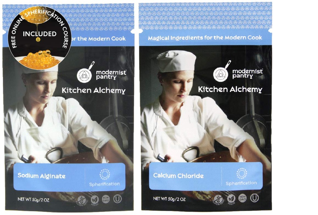 Αλγινικό νάτριο + συσκευασία τιμής χλωρίου ασβεστίου ⊘ Μη ΓΤΟ Vegan OU Kosher Certified - 100g/4oz (Bundle with 2 items)