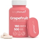 Grapetre Tohumu 500 mg - Citrus Paradisis, 180 Vejetaryen Capsules, Organik Naringin Supplement for Daily Energy & Balance, 6-Month Supply, GMP sertifikalı, ABD'de Yapılan