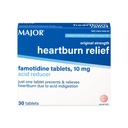 MAJOR Original Strength Heartburn Relief - Δισκία Φαμοτιδίνης, 10 mg - Οξύ Μειωτήρα - 30 Δισκία (1- Πακέτο)