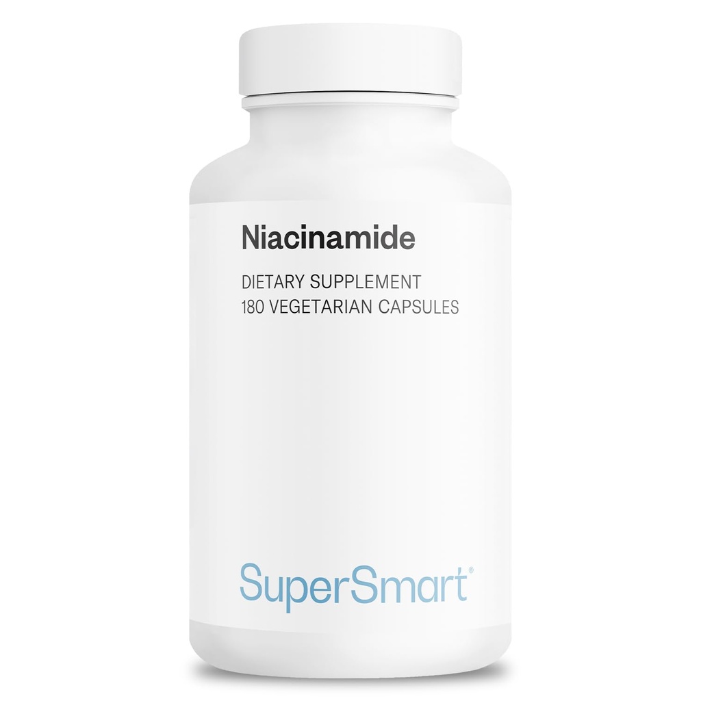 Supersmart - Niacinamid Supplement 2000 mg per Day (Nicotinamid) - Flush Free Vitamin B3 Niacin | Non-GMO & Gluten Free - 180 Vegetarian Capsules