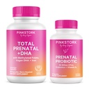 Pink Stork Prenatal Vitamin Duo: Hamile Kadınlar için Prenatal Vitaminler ve Probiyotikler - DHA, Folate, B6 ve More - 2 Ürünler, 90 Capsules ve Probiyotikler