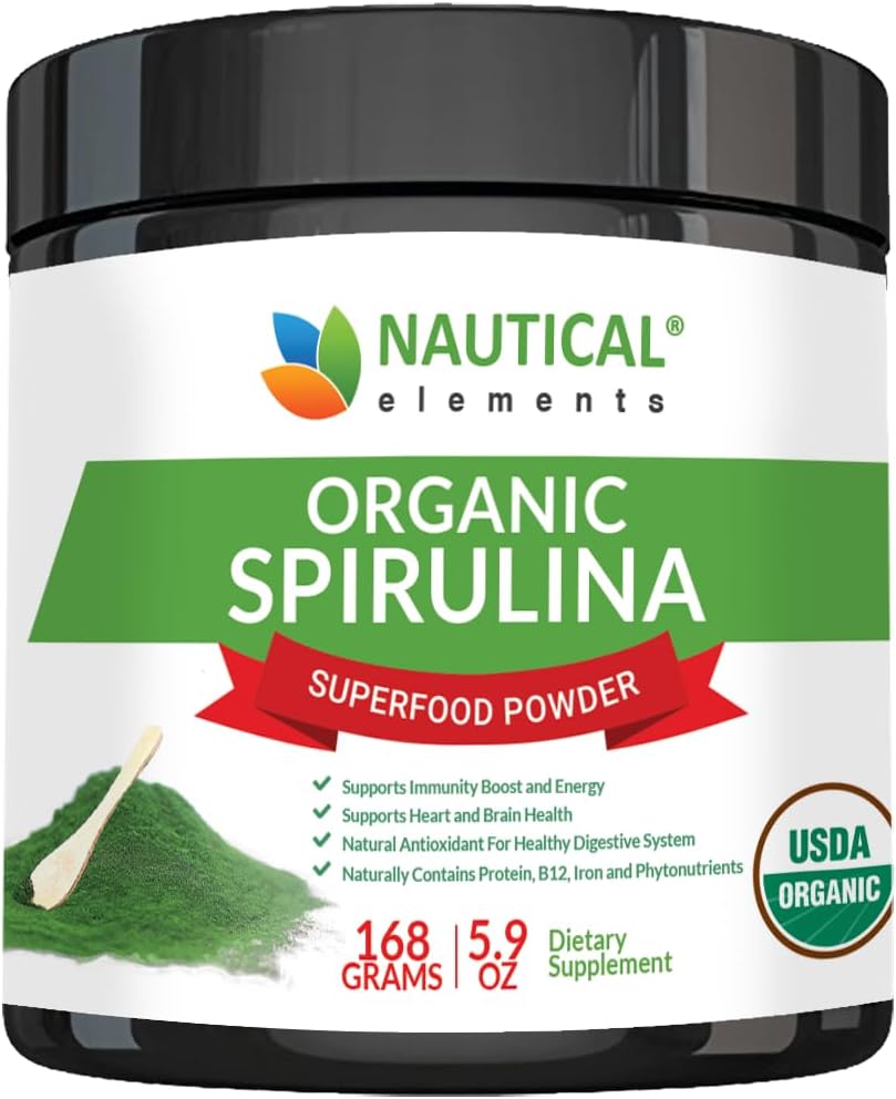 Premium USDA Organik Spirulina Toz - Blue Green Algae'nin Kaliforniya & Hawaii'den Organik Spirulina - %100 Vejetaryen & Vegan, Non-GMO, Non-Irradiated – The Best Green Superfood for Smoothies!