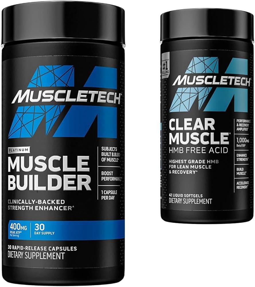 MountainTech Muscle Builder with Peak ATP and Clear Muscle with HMB, Muscle Building Supplements for Men & Women, 30 + 42 Count