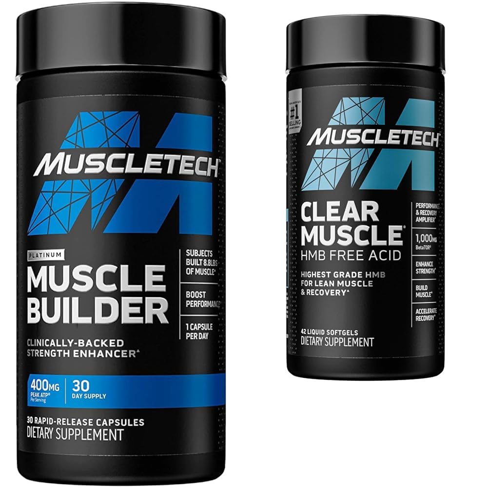 MountainTech Muscle Builder with Peak ATP and Clear Muscle with HMB, Muscle Building Supplements for Men & Women, 30 + 42 Count