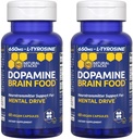 Dopamine Beyin Gıda - 650 mg L-Tyrosine Supplement - Focus & mental Drive için Dopamine Supplement - Supports mental Energy - Nörotransmitter Support with B Vitamins - 120 Capsules