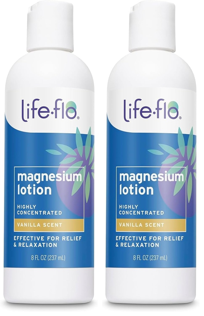 Life-flo Magnezyum Lotion, Vanilla Scent - Zechstein Seabed'den Magnezyum ile Yardım ve Rahatlama - Dermatolog Tested, Hipoallergenic, 60 günlük Garanti, Hayvanlara Test Edilme, 8oz