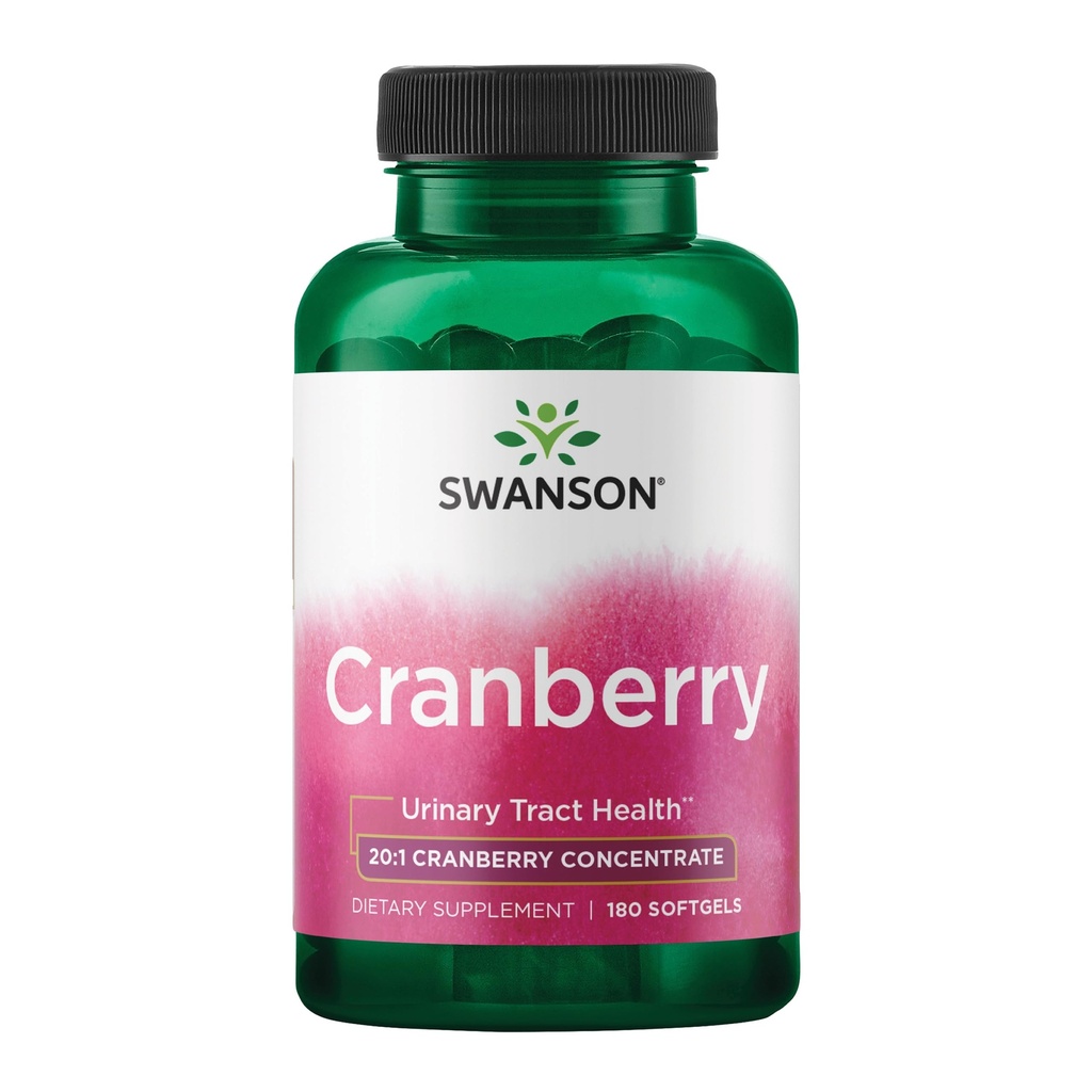 Swanson Cranberry - Destekler Urinary Tract Health, Bladder Control ve Sağlıklı Çocuk Fonksiyonları - 20:1 Su Yoğunluğu ile Tamam - (180 Softgels)
