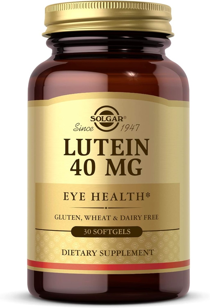Solgar Lutein 40 mg, 30 Softgels - Υποστηρίζει την υγεία των ματιών - βοηθά στο φιλτράρισμα του μπλε-φως - Περιέχει FloraGLO Lutein - χωρίς γλουτένη, χωρίς γαλακτοκομικά - 30 σερβιρίσματα