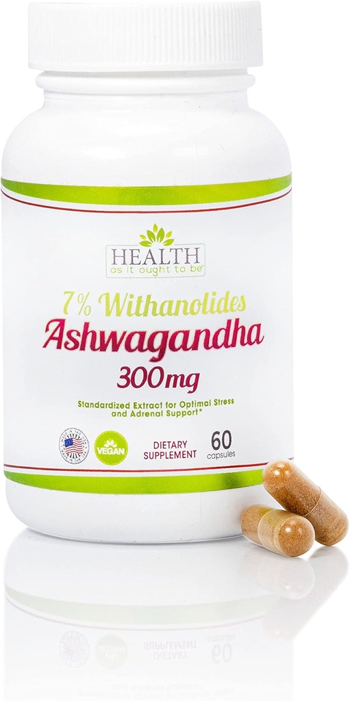 Sağlık Ashwagandha 7% Withanolides Supplement | Doktor Formulated | 1 Cap Daily Formula | 60 Capsules