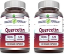 Amazing Formulas Quercetin 500 mg Veggie Capsules Supplement | Non-GMO | Gluten Free | Supports General Health & Well Being (120 Count | 2 Pack)