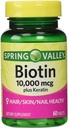 Spring Valley Biotin Diyeter Supplement, 10.000 Mg with 100 Mg Keratin, 60 Tablet