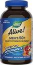 Nature's Way Alive Men's 50+ Daily Gummy Multivitamins, Supports Health Brain, Eyes, Heart*, B-Vitamins, Gluten-Free, Fruit Flavored, 150 Gummies (Pazar May Vary)