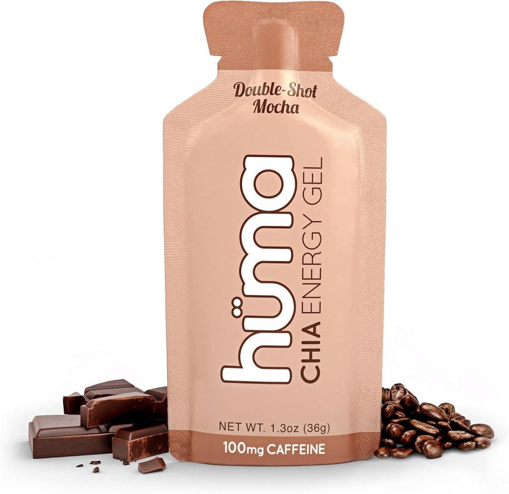 Huma Chia Energy Gel, Doubleshot Mocha, 12 Pack, 100 mg Caffeine per Packet - Endurance Egzersiz Egzersiz Için Premier Spor Beslenme