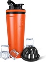 Buz Shaker, paslanmaz Çelik Shaker Şişe | 36oz, Orange | 30+ Saatler için Soğuk Savaş | Twist-on Agitator | Odor-Free Şişe Protein Shakes, Water, Smoothies, Cocktails, Cocktails