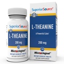 Superior Source L- Theanine 200 mg - Συμπλήρωμα υποστήριξης για την υγεία του εγκεφάλου για ενήλικες - Συμπλήρωμα Formula Aids Better Sleep & Daily Energy - Υποστηρίζει τη συγκέντρωση Φυσικά - 100 στιγμιαία δισκία διάλυσης