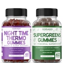 Night Time Fat Burner Gummies (60 Kont) - Kilo kaybı ve Metabolism Sugar-Free Melatonin Supplement ve Supergreens Gummies (60 Count) - Greens Supplements Immunity Support - Non GMO & USA Made