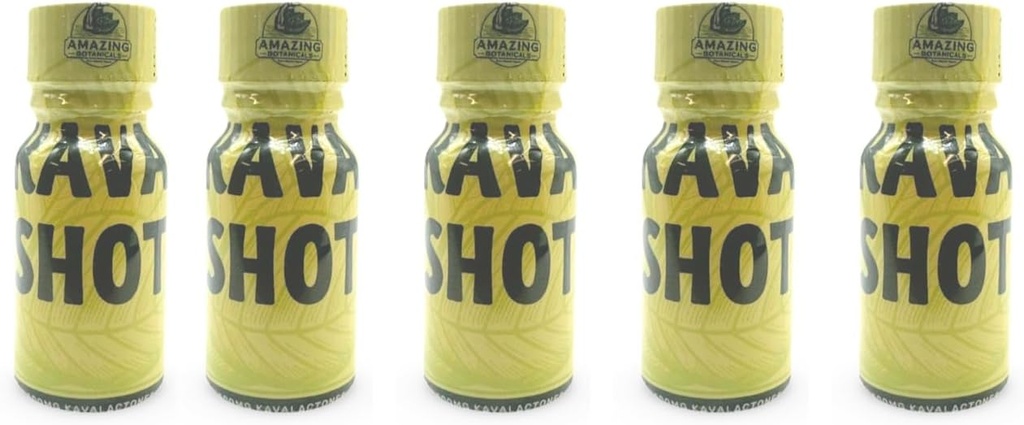 Şaşırtıcı Botanikler KAVA Shot - 500 mg Kavalactones - Original Flavor - Diyetsel Supplement - 5 Count - 10 ml