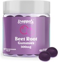 Droppels Beet Root Gummies with Beetroot Toz 500 mg, Grape Tohumu 300 mg, B12 & Niacin | Vegan, Pectin-Based & Non-GMO Beetroot Supplement, Apple Countegranate Flavor, 60