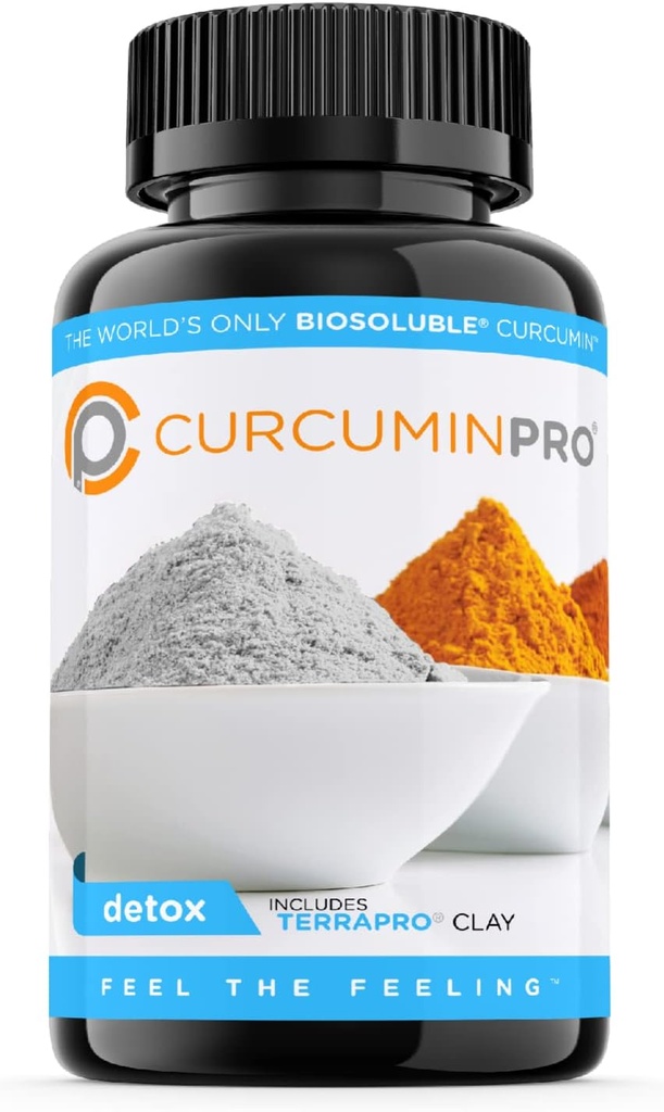 curcuminpro Detox Capsules | Organik Turmeric Supplement with Bioplastik BCD & Natural Bentonite Clay | High Abors Vegan Curcumin Mix for Gut and Heart Wellness | 60 Count
