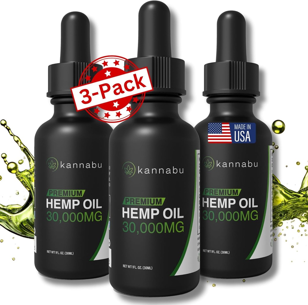 Premium Hemp Oil | Omega 3 6 9 Fatty Asits, Essential Amino Asits & Antioksis | Hemp Seeds | Vegan Gluten Free Kosher Non GMO (1 Fl Oz - Pack of 3)