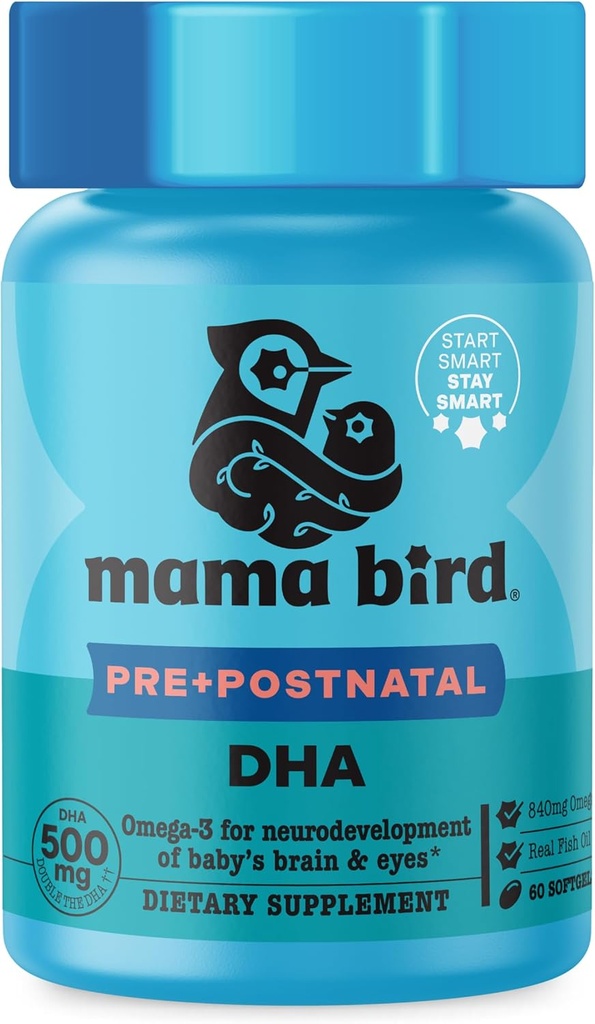En İyi Nest Wellness Mama Bird Prenatal DHA - Omega-3 DHA & EPA ile Sağlık Supplement - Hamile Kadınlar için Balık Yağı Tamam - Destekler Fetal Beyin & Eye Development - 60 Softgels