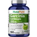 NusaPure Garcinia Cambogia 180 Veggie Capsules 1500 mg (Vegetarian, Non-GMO, Vegan)