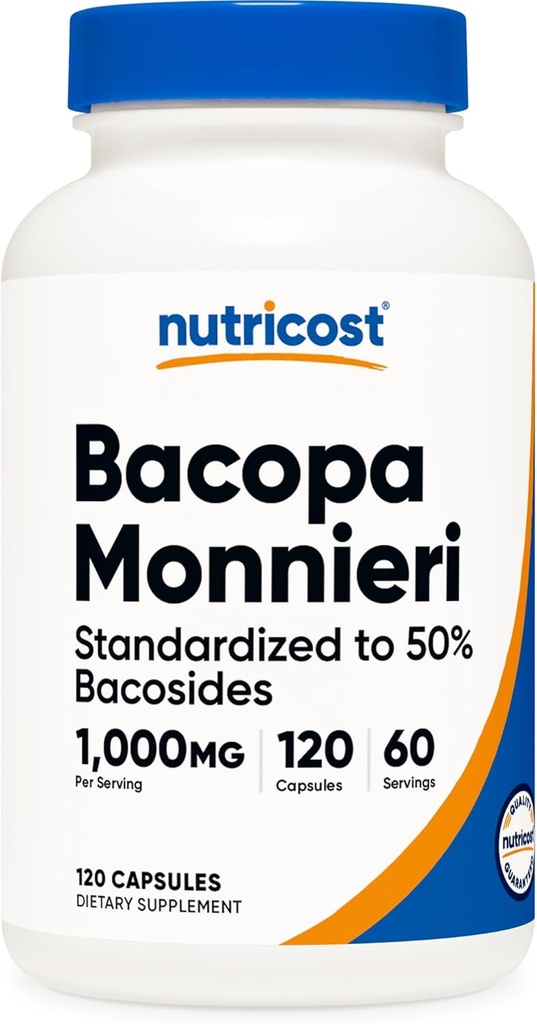 Nutricost Bacopa Monnieri 1000 mg, 120 Capsules (60 Hizmet) - Non-GMO, Gluten Free, Vegetarian Friendly Friendly Friendly