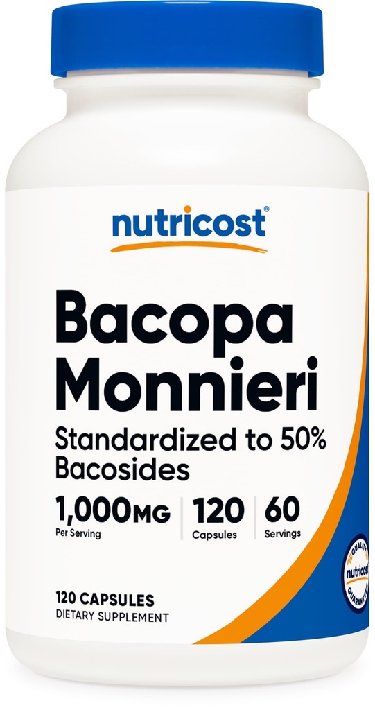 Nutricost Bacopa Monnieri 1000 mg, 120 Capsules (60 Hizmet) - Non-GMO, Gluten Free, Vegetarian Friendly Friendly Friendly