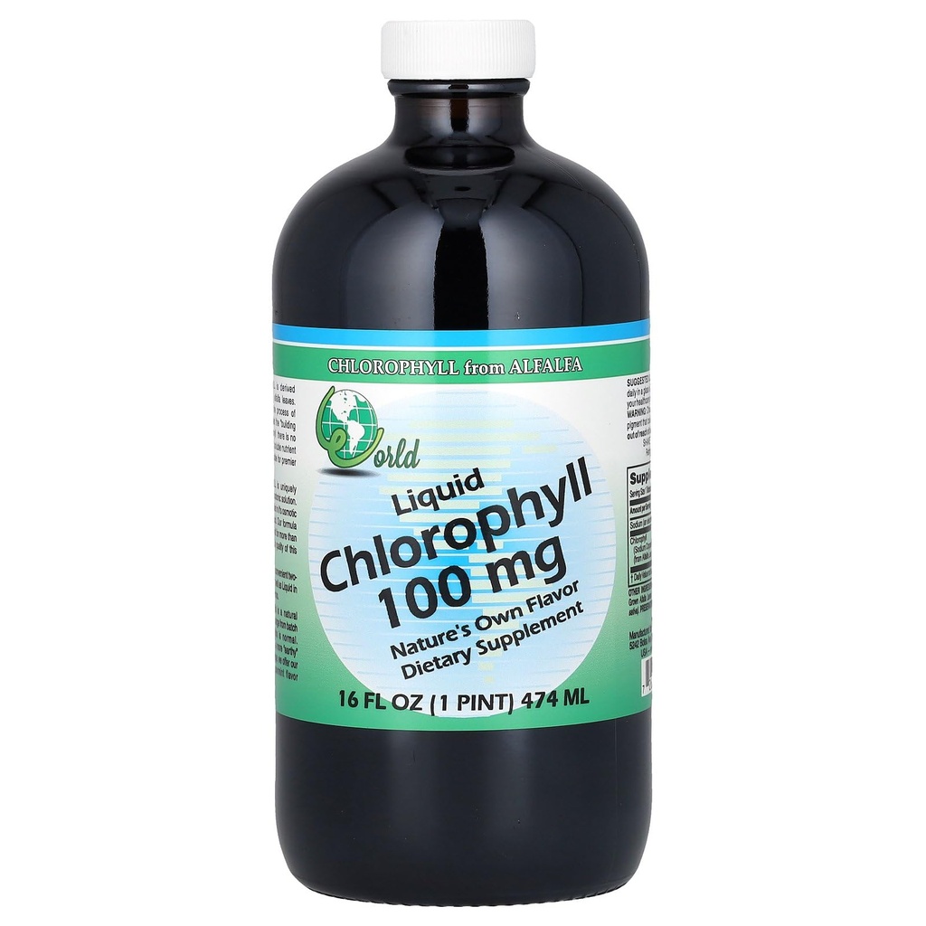 World Organics Chlorophyll Supplement Liquids, 100 mg, 16 Ounce, 16 Fl Oz (Pazar 1)