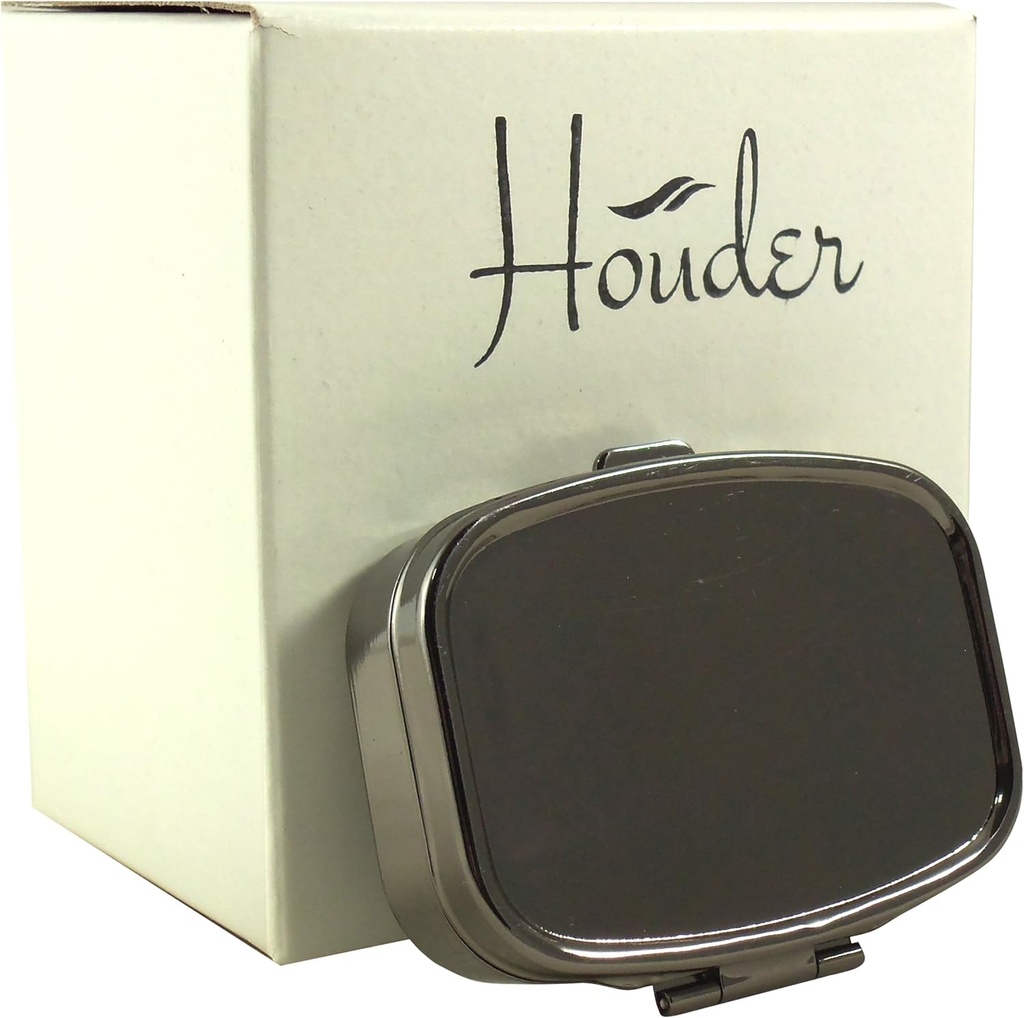 Houder Classy Gray Metal Pill Box Dekoratif Pill Case with Gift Box - Meds in Style (Rectangular)