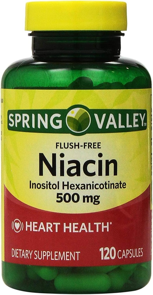 Spring Valley - Νιασίνη 500 mg, Flush Free, 120 κάψουλες
